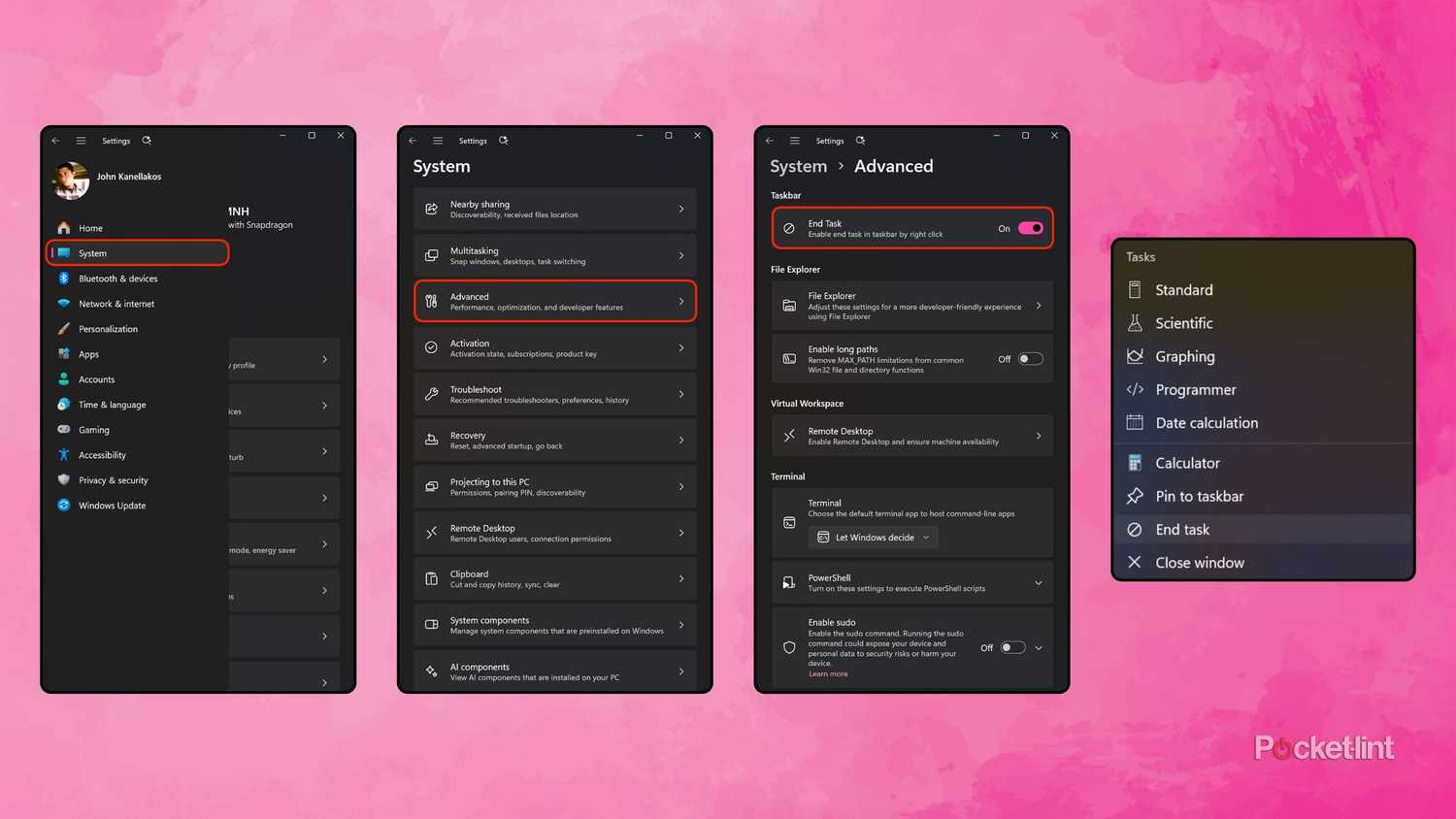 Windows 11 enable End Task option in jump lists