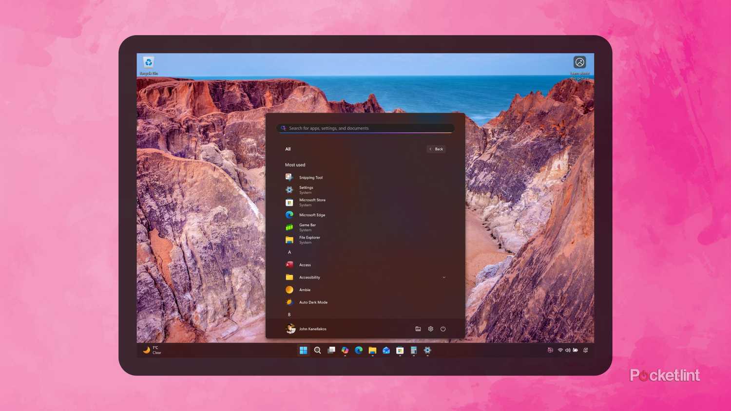 Windows 11 minimal taskbar screenshot