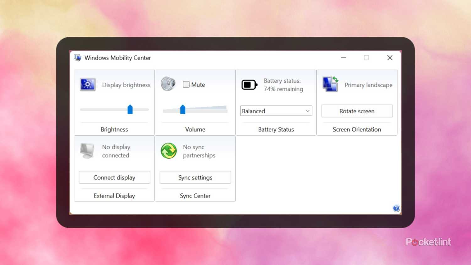 Windows 11 Mobility Center screenshot
