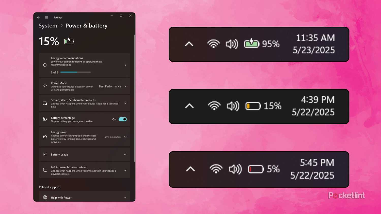 Windows 11 Power & battery options