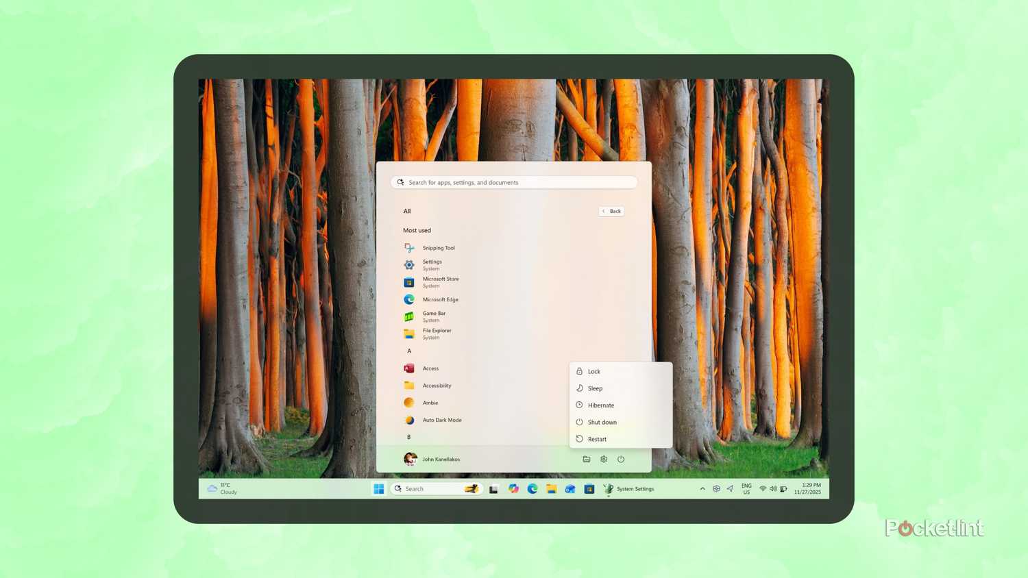 Windows 11 power options screenshot