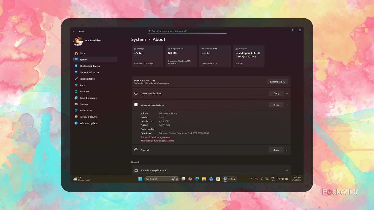 Windows 11 version 25H2 screenshot