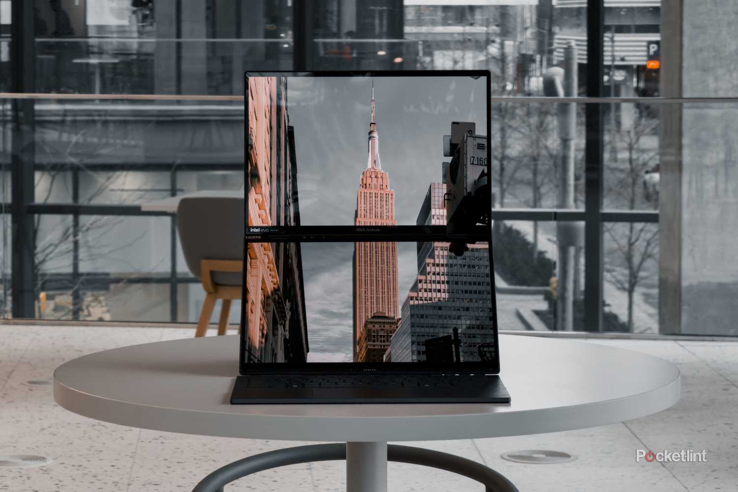 ASUS-Zenbook-DUO-two-screens-open-on-white-table