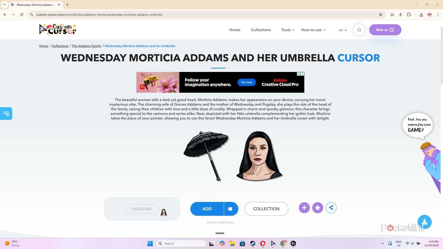 Custom Cursor Morticia Addams