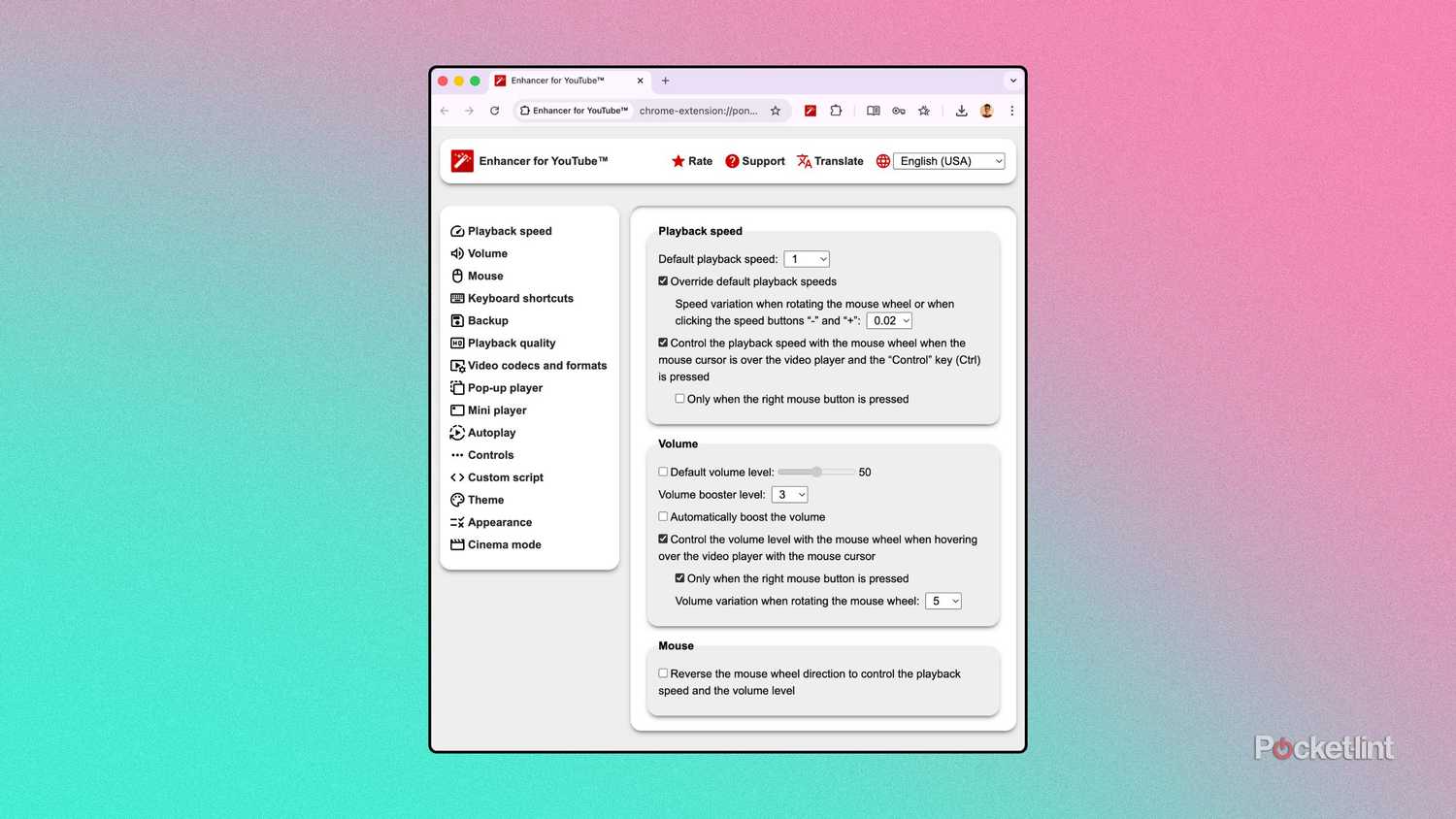Enhancer for YouTube screenshot light mode
