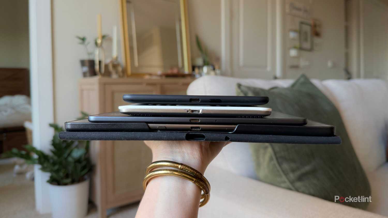 Charging ports on various Kindles. 