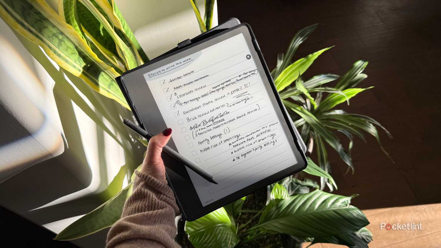 A first-generation Kindle Scribe. 