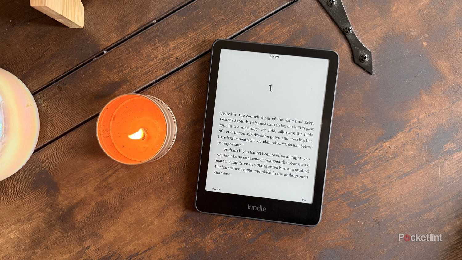 A candle and Kindle. 