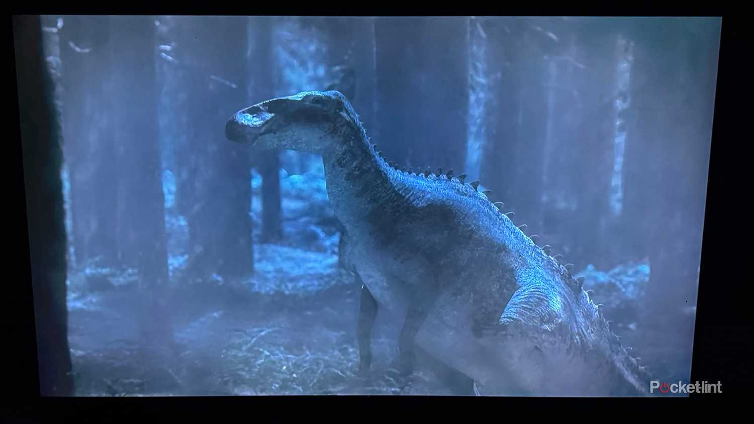 Dinosuar on Apple TV show displayed on LG QNED85 smart TV