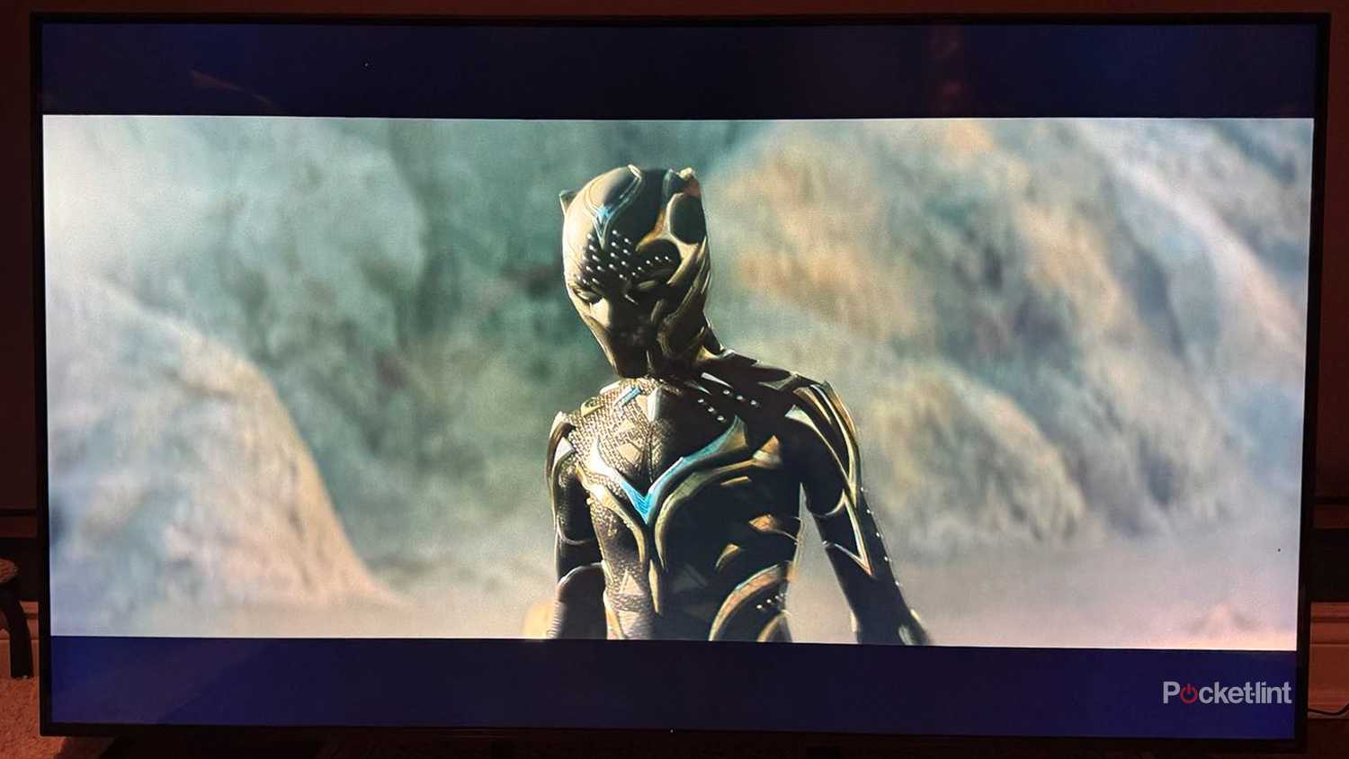 Black Panther Wakanda Forever displayed on an LG QNED85 smart TV.