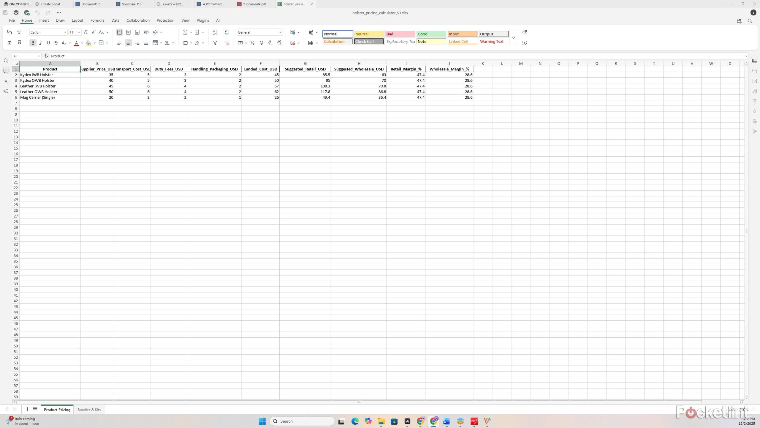 OnlyOffice spreadsheets