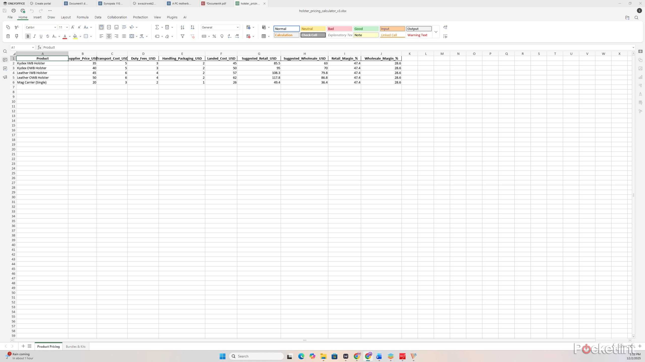 OnlyOffice spreadsheets