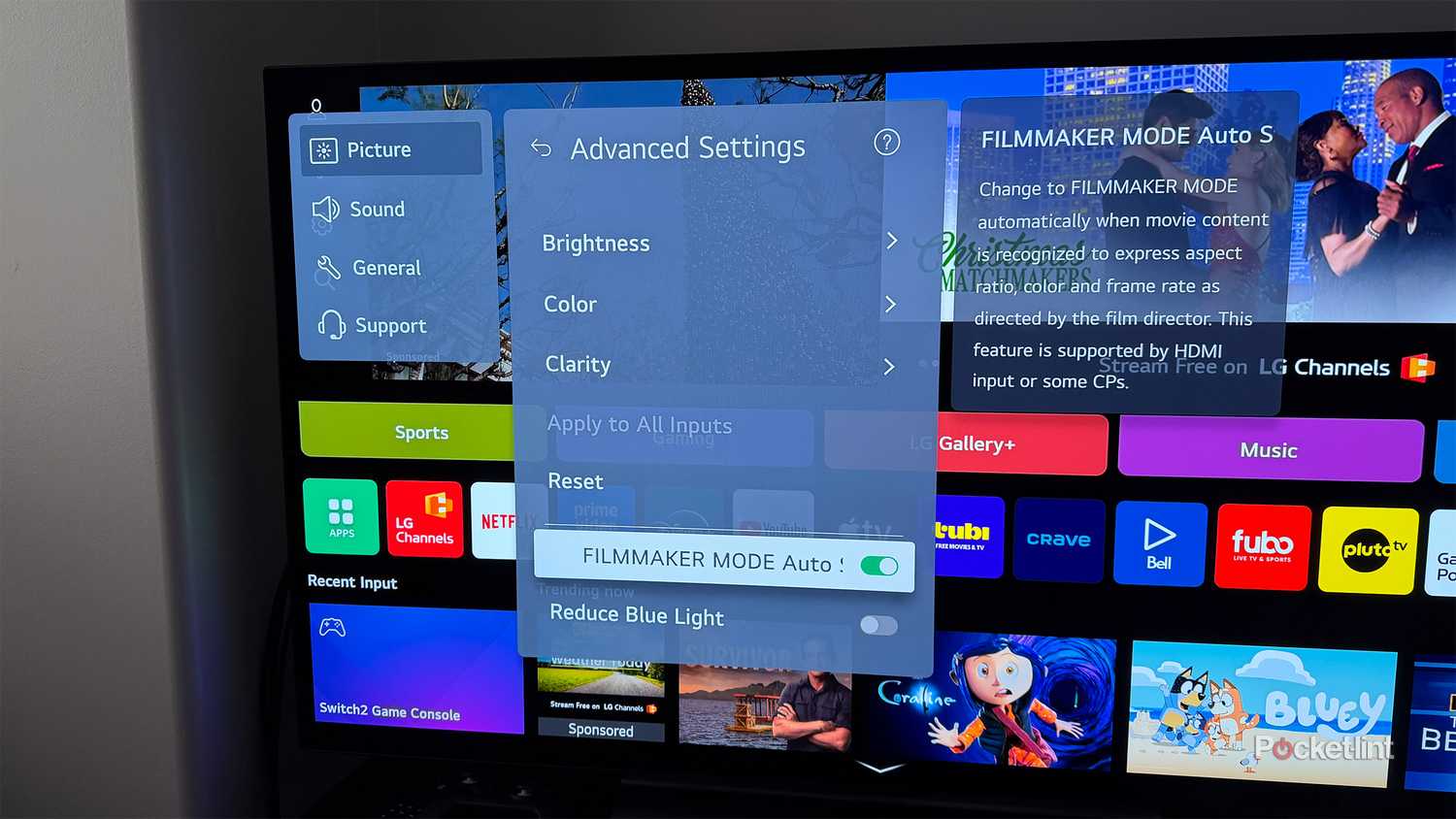 Advanced settings on LG C5 TV.