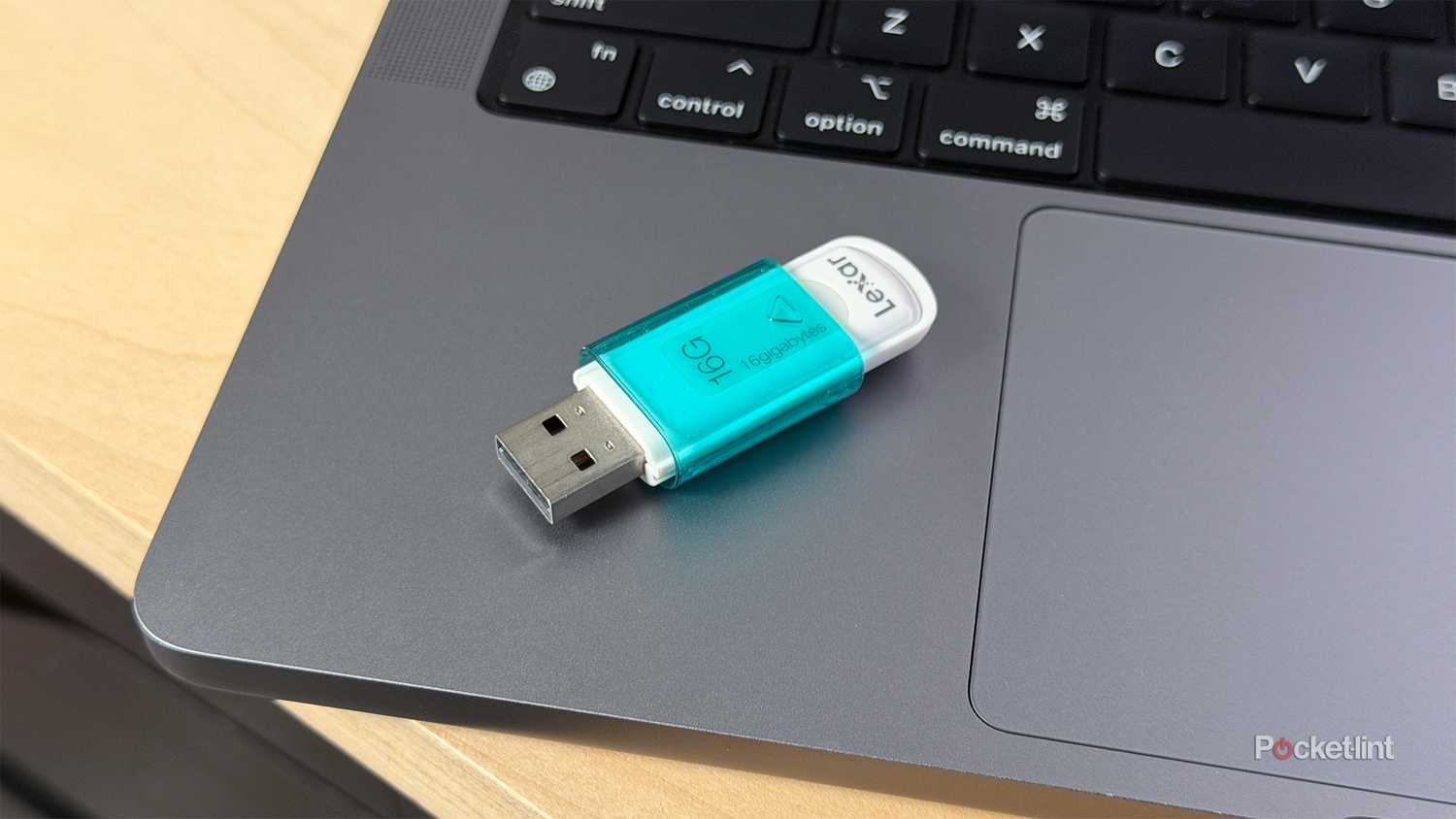 USB stick on laptop.