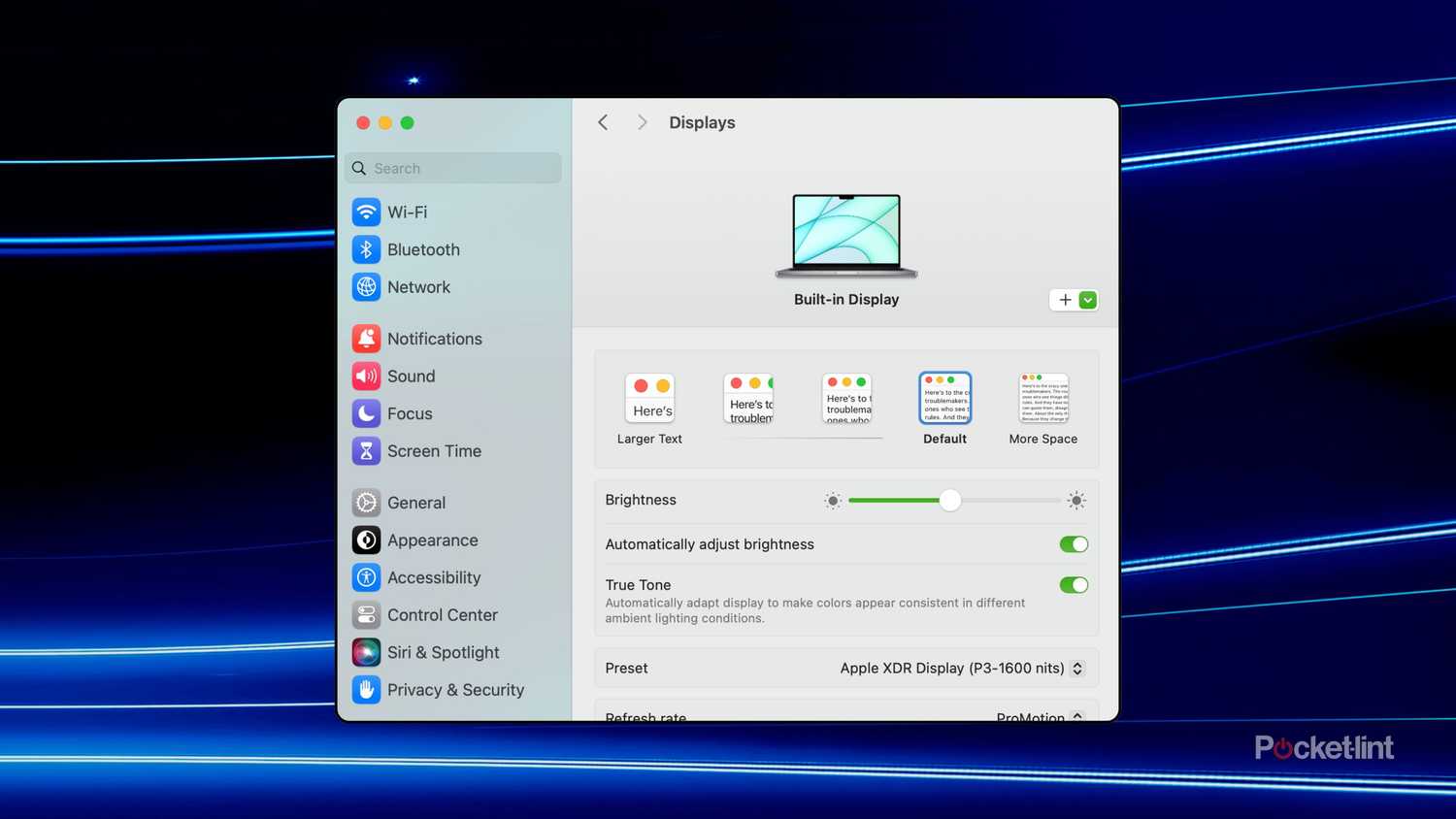Display brightness settings MacBook.