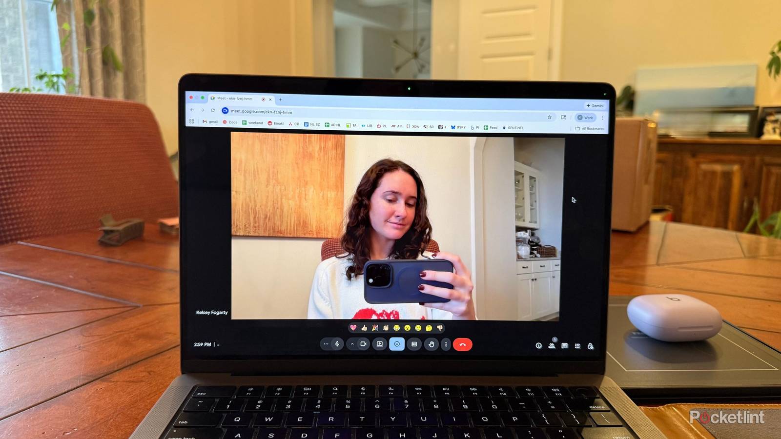 Kelsey on her webcam. 