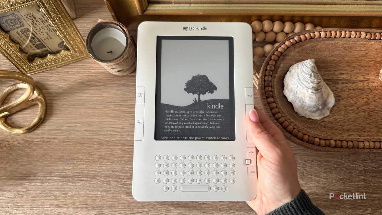 A second-generation Kindle page turner buttons. 