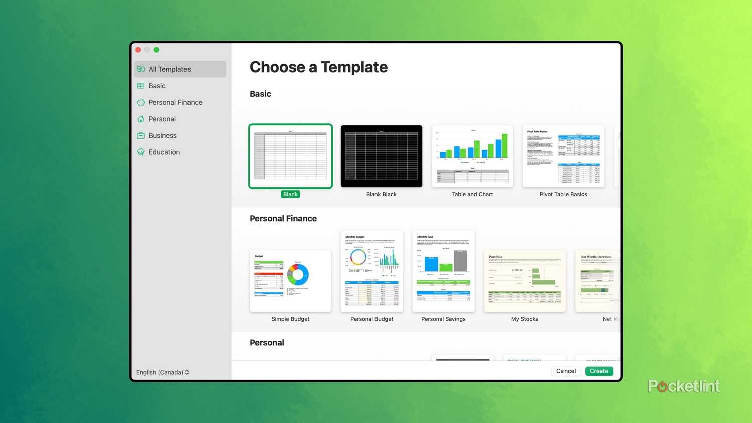 Apple Numbers screenshot