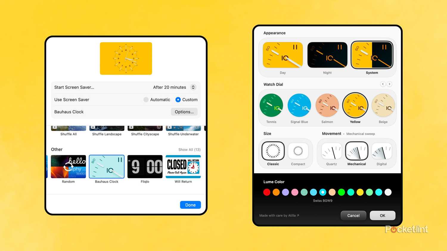 Bauhaus Clock — macOS Screensaver screenshots
