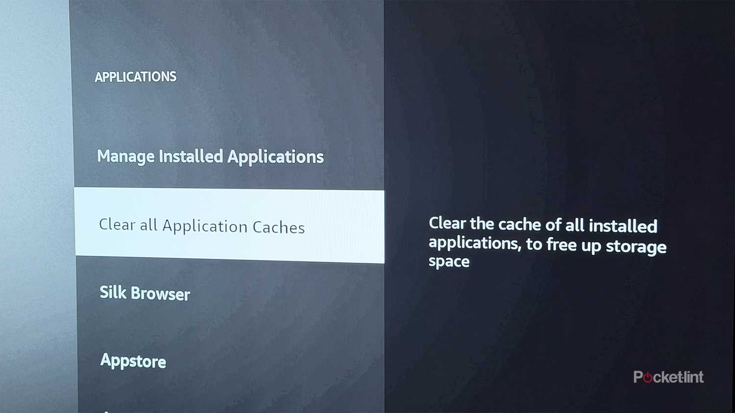Clear cache setting on Fire TV Stick.