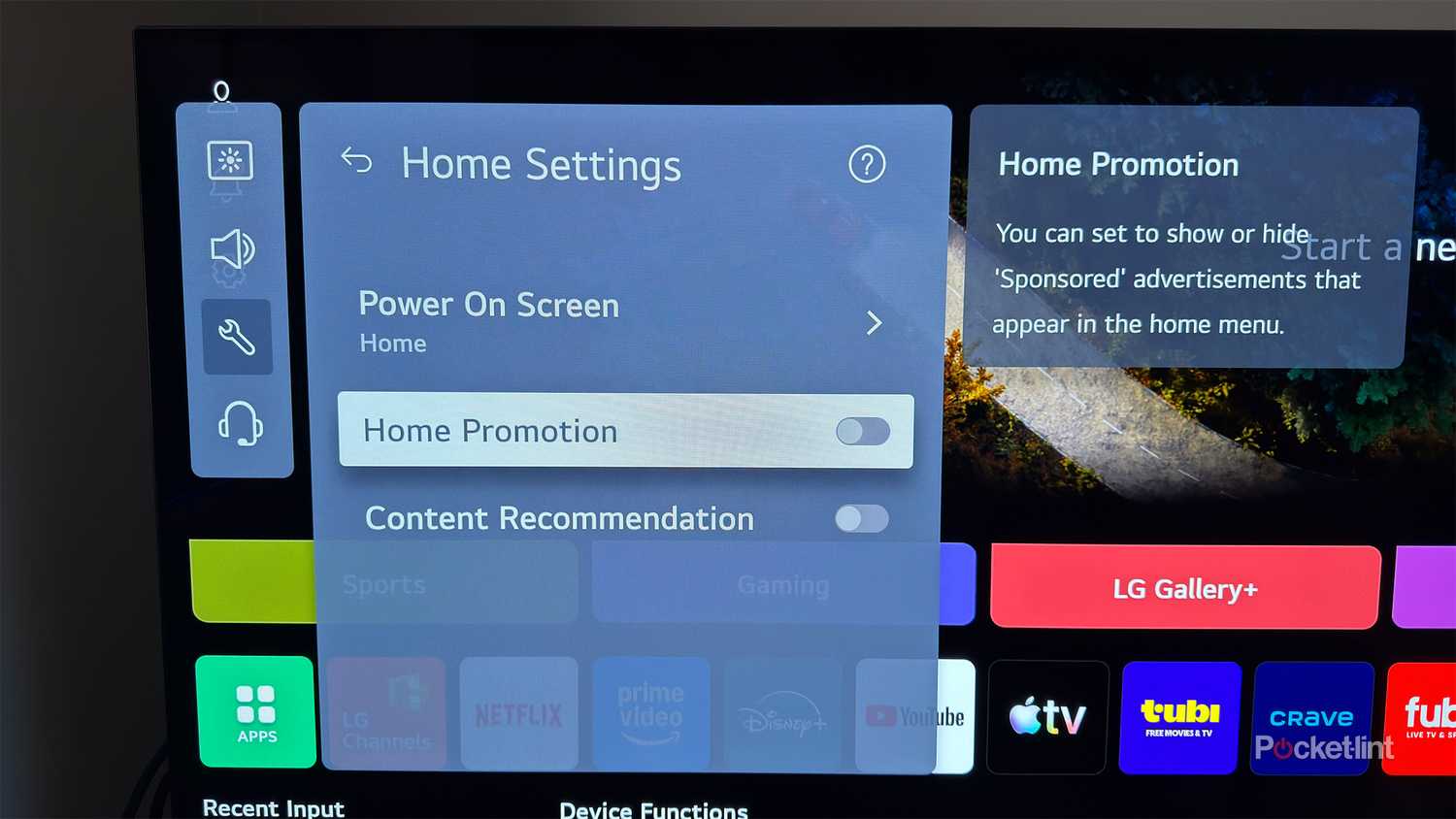 Ad settings on LG TV.