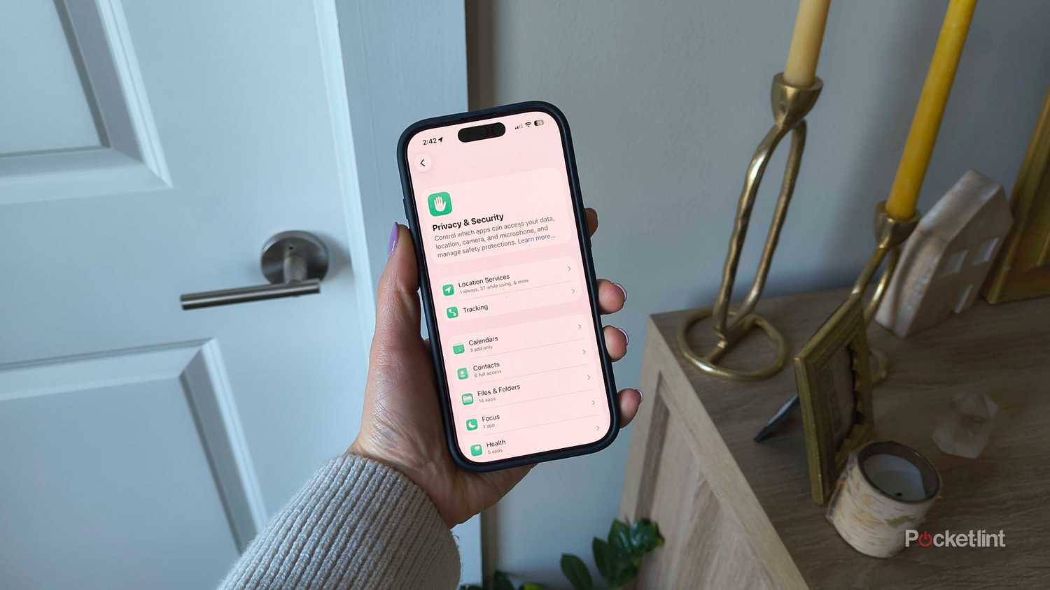 Privacy and security settings on an iPhone.