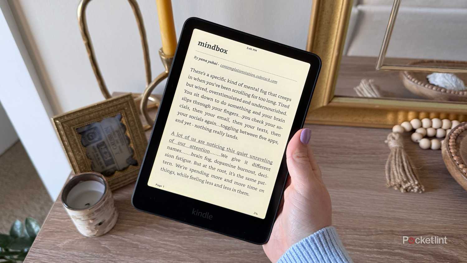 A Substack article on a Kindle. 