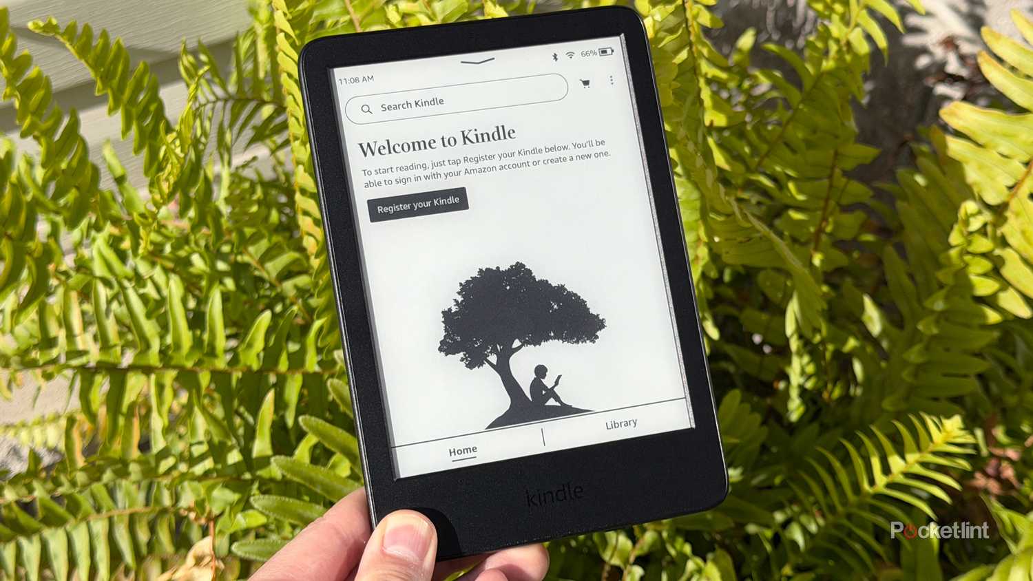 Home screen on Kindle e-reader.