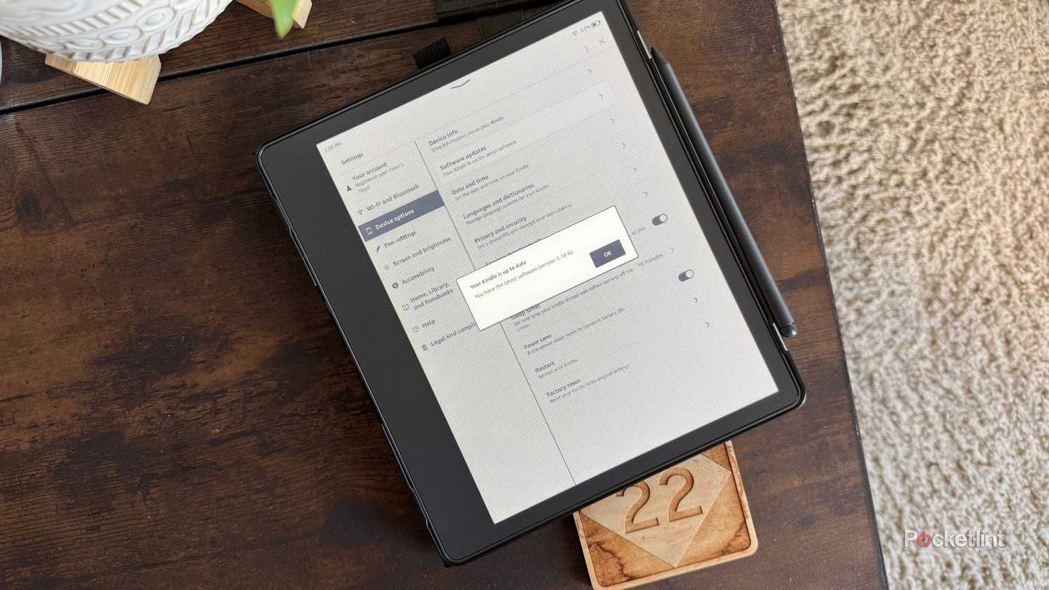 Kindle Scribe update screen. 
