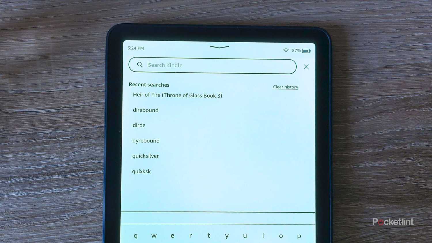 Search bar on a Kindle. 