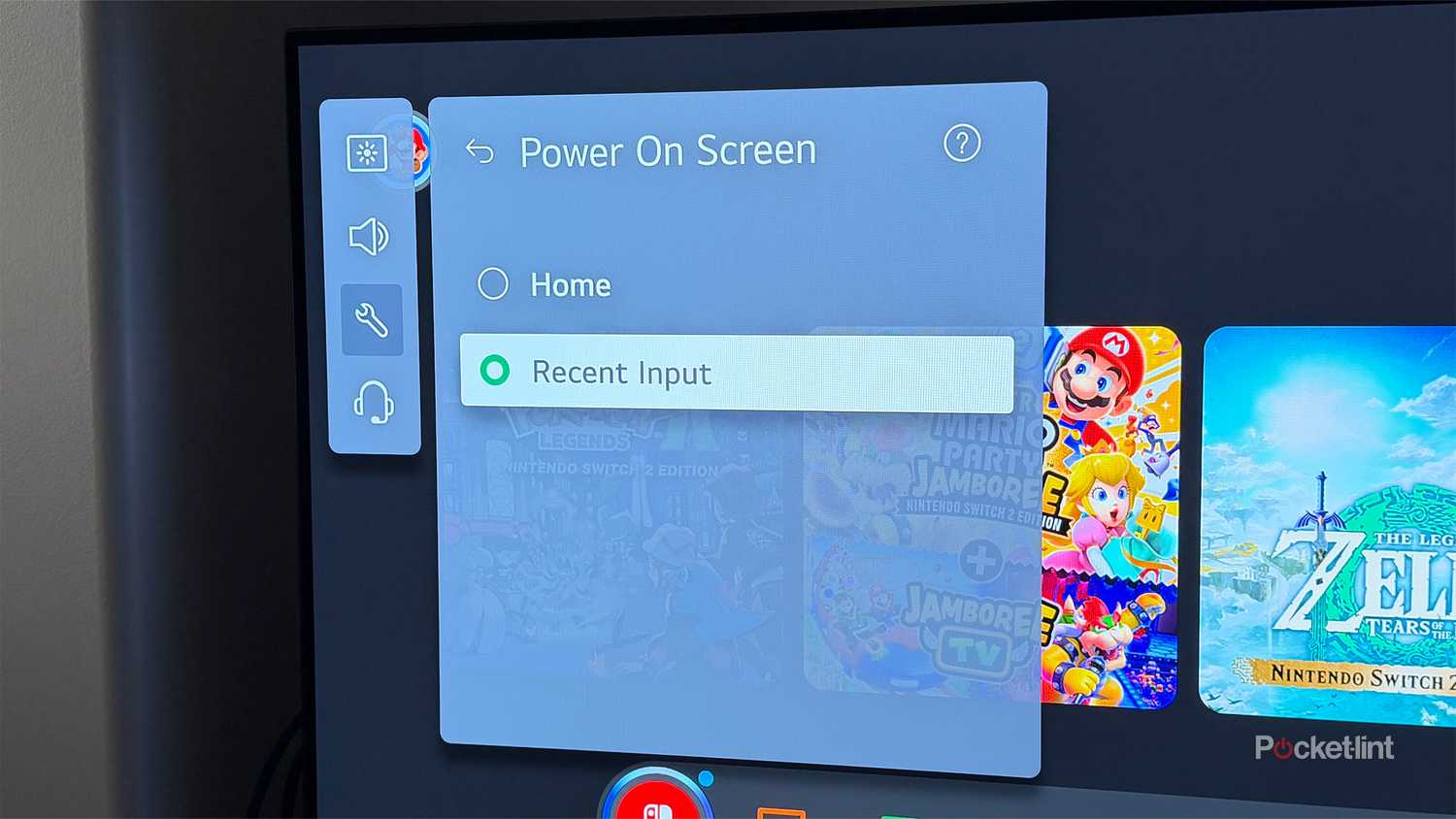 تنظیمات ورودی اخیر تلویزیون ال جی.