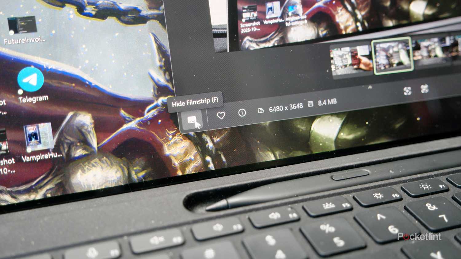 A close up of the filmstrip view option in the Windows 11 Photos app
