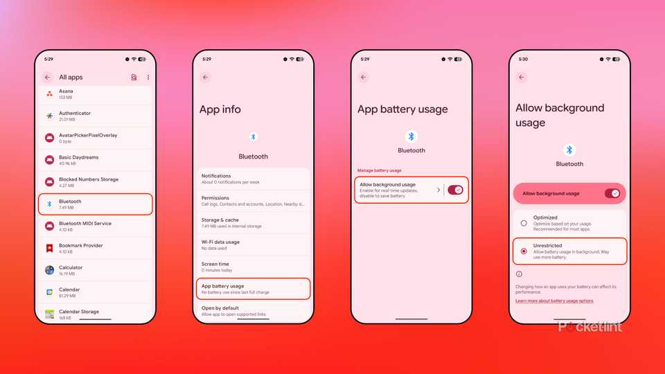 Android allow unrestricted Bluetooth battery usage screenshots 2