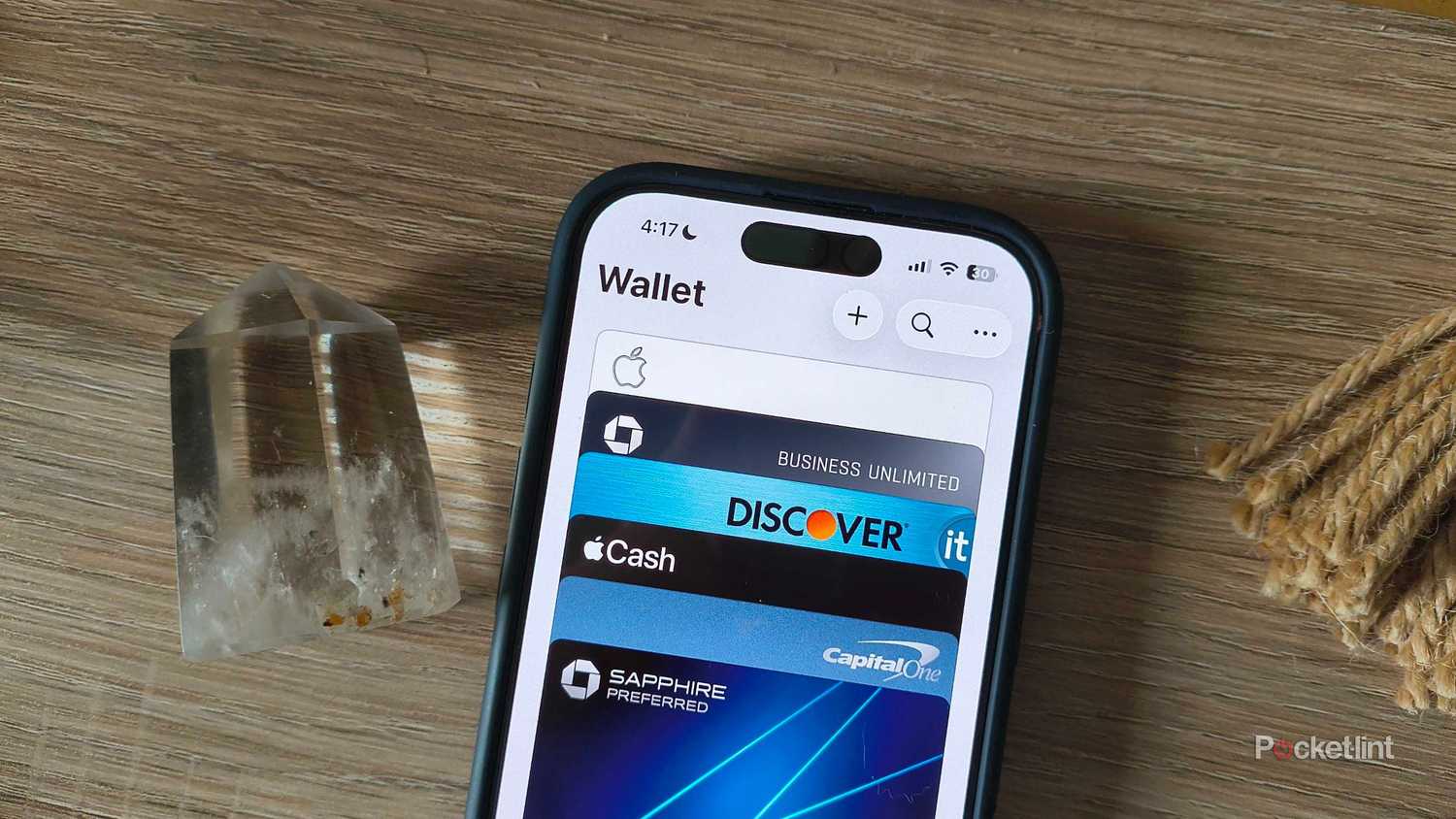 Closeup of Apple Wallet.