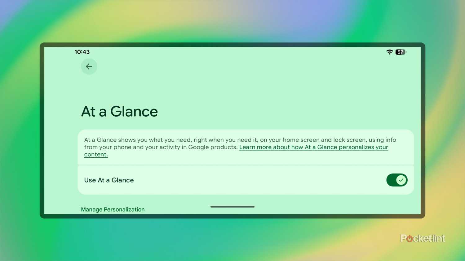 At a Glance screenshot