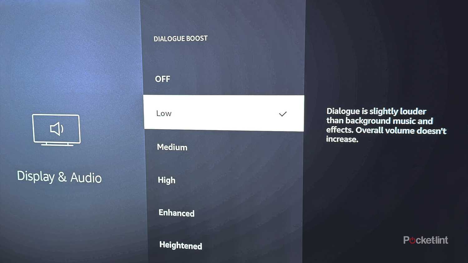 Fire TV Dialogue Boost setting.