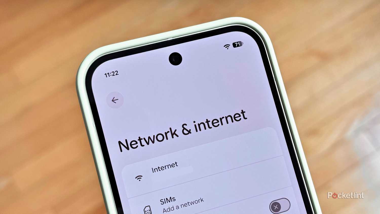 A Google Pixel with the Network & internet page open in Settings.