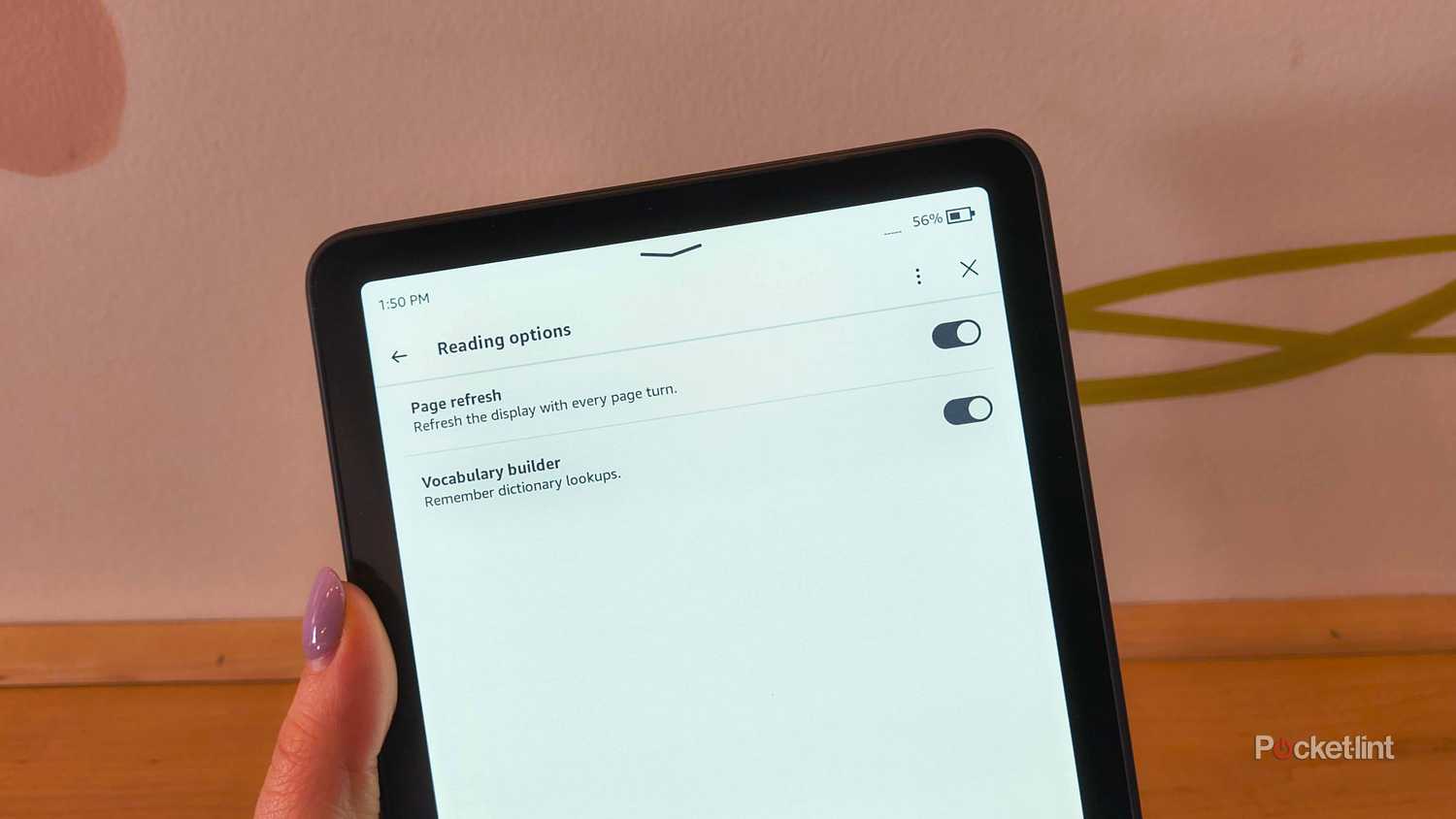 Reading options on a Kindle Paperwhite. 