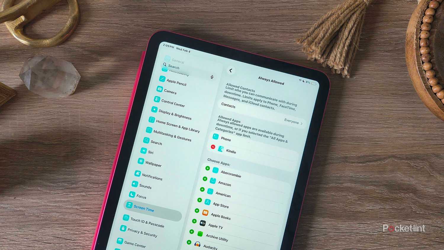 Always Allowed apps on an iPad. 