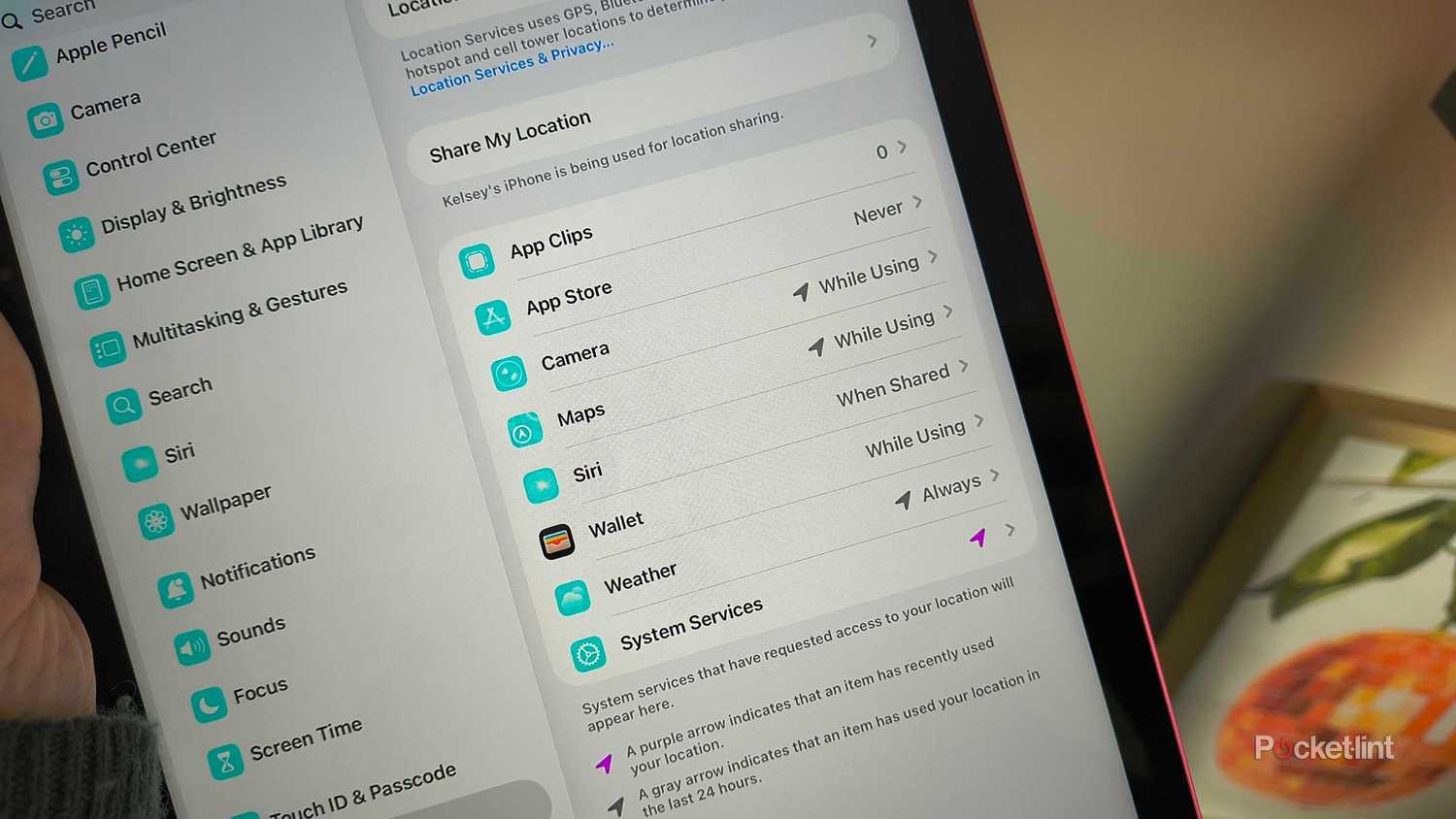 Location Services on an iPad. 