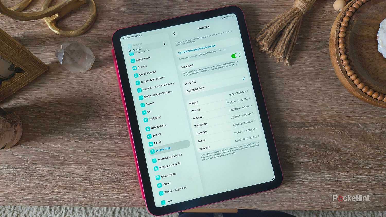 A Downtime schedule on an iPad. 