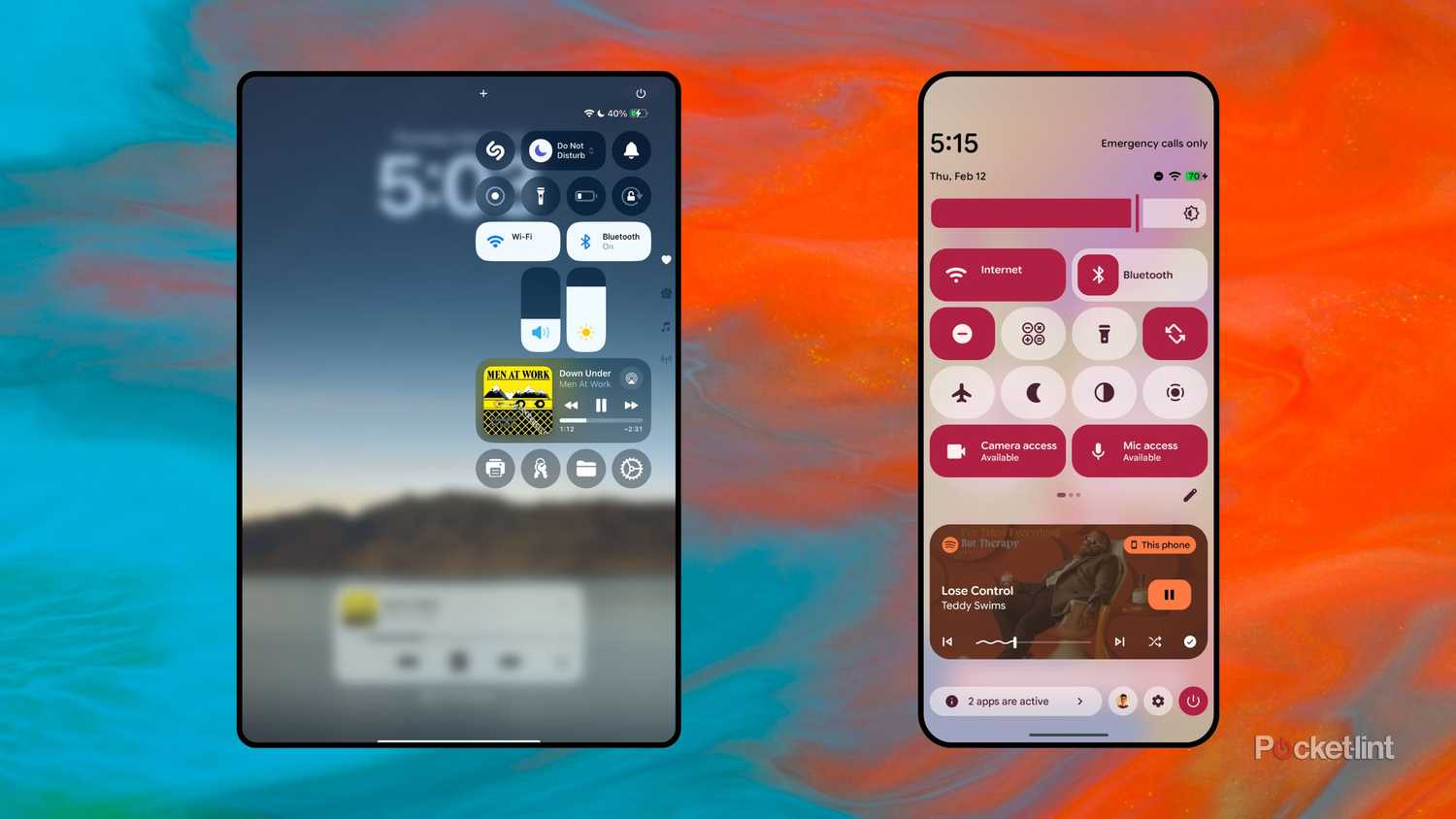iPadOS vs Android quick settings