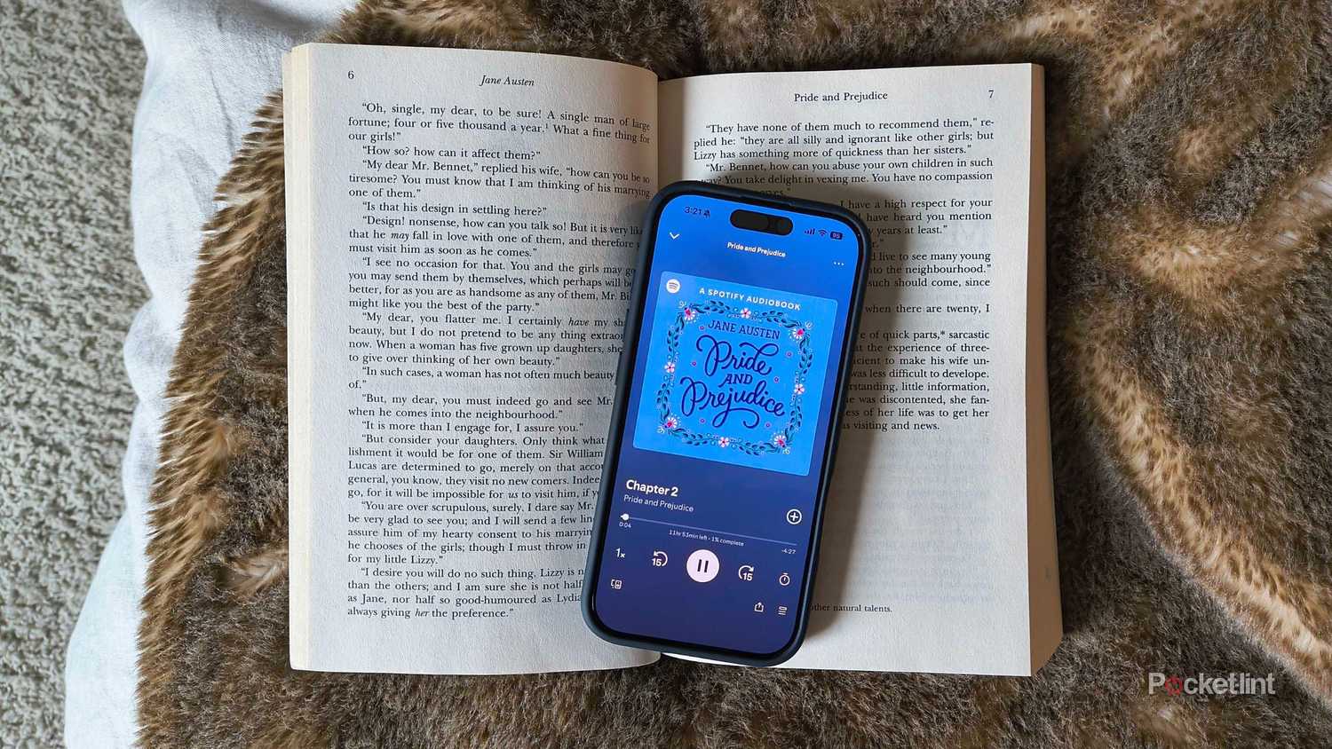 An iPhone and a book. 