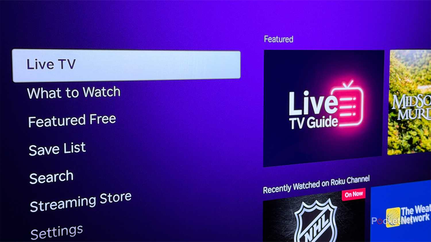 Live TV section on Roku.