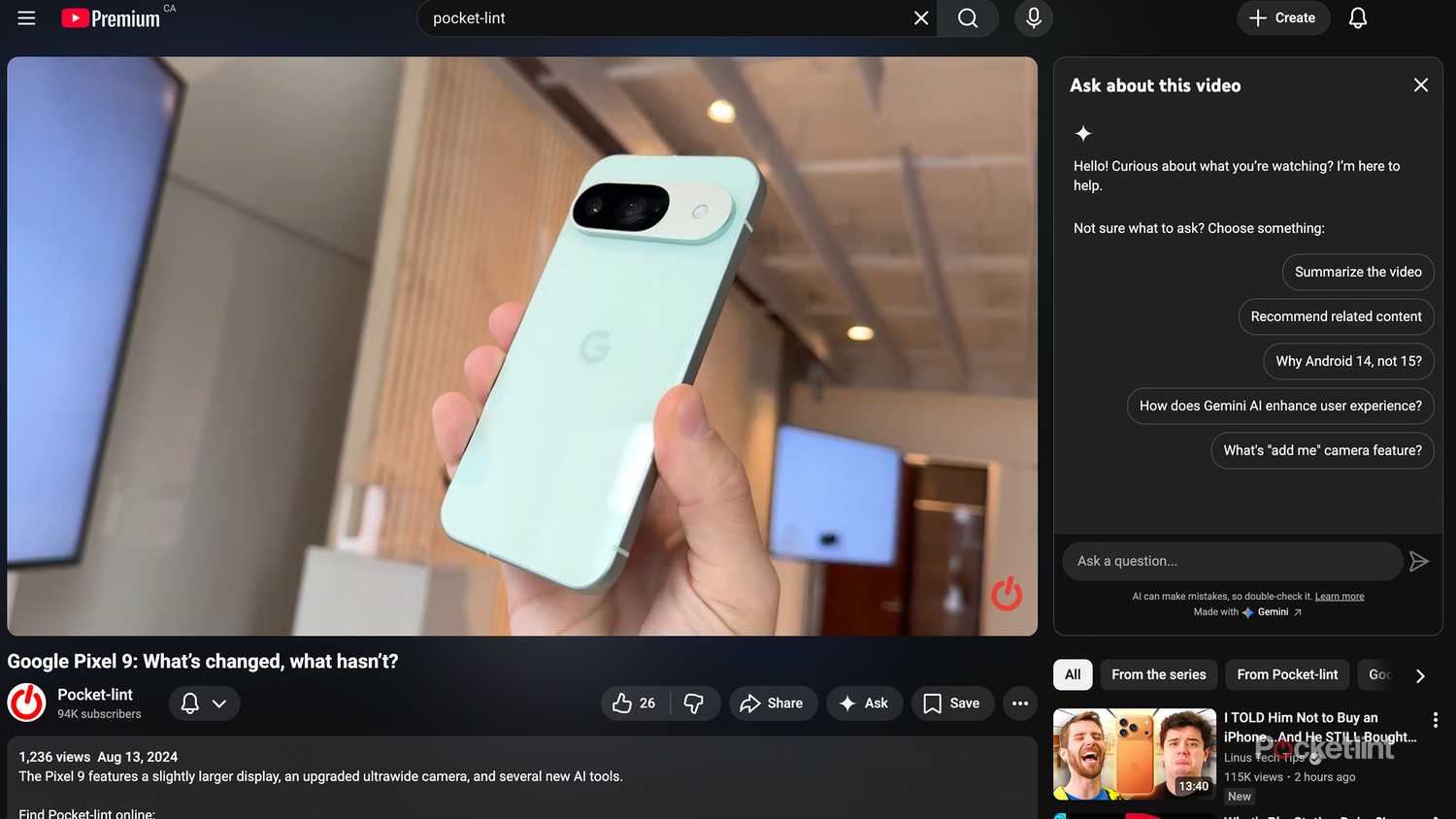 YouTube Ask feature.