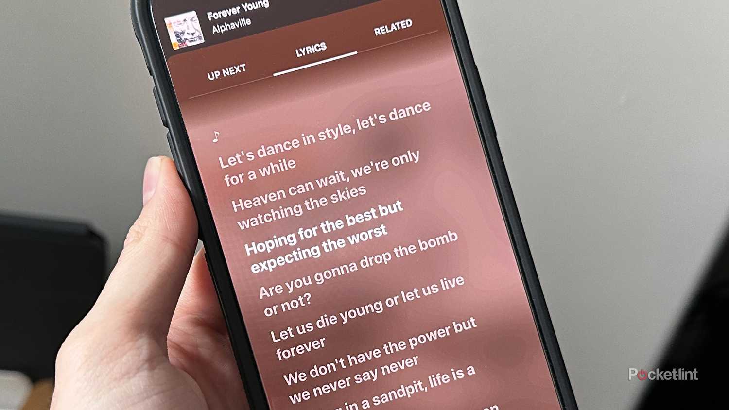 Lyrics on YouTube Music.
