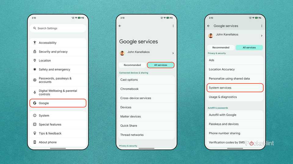 Android System services screenshots 1