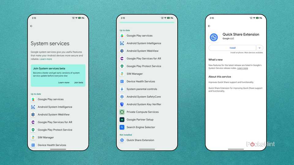 Android System services screenshots 2