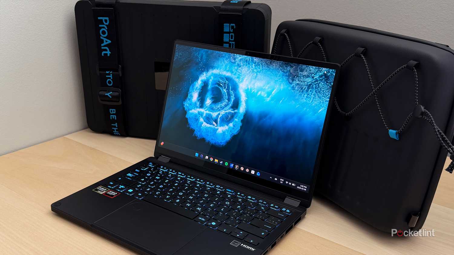 Asus ProArt GoPro with travel cases.