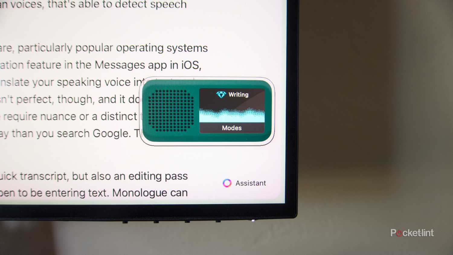 The on-screen module that lets you know when Monologue is recording.